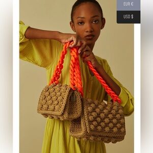 Lulu K Small Bubbles Bag Beige Neon Green Strap